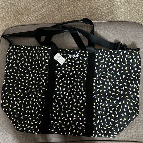 PINK Victoria's Secret Handbags - PINK duffle/tote bag black with flowers